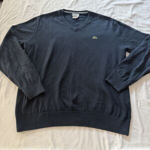 LACOSTE MENS V NECK NAVY BLUE SWEATER GOLF PREP SIZE MEDIUM